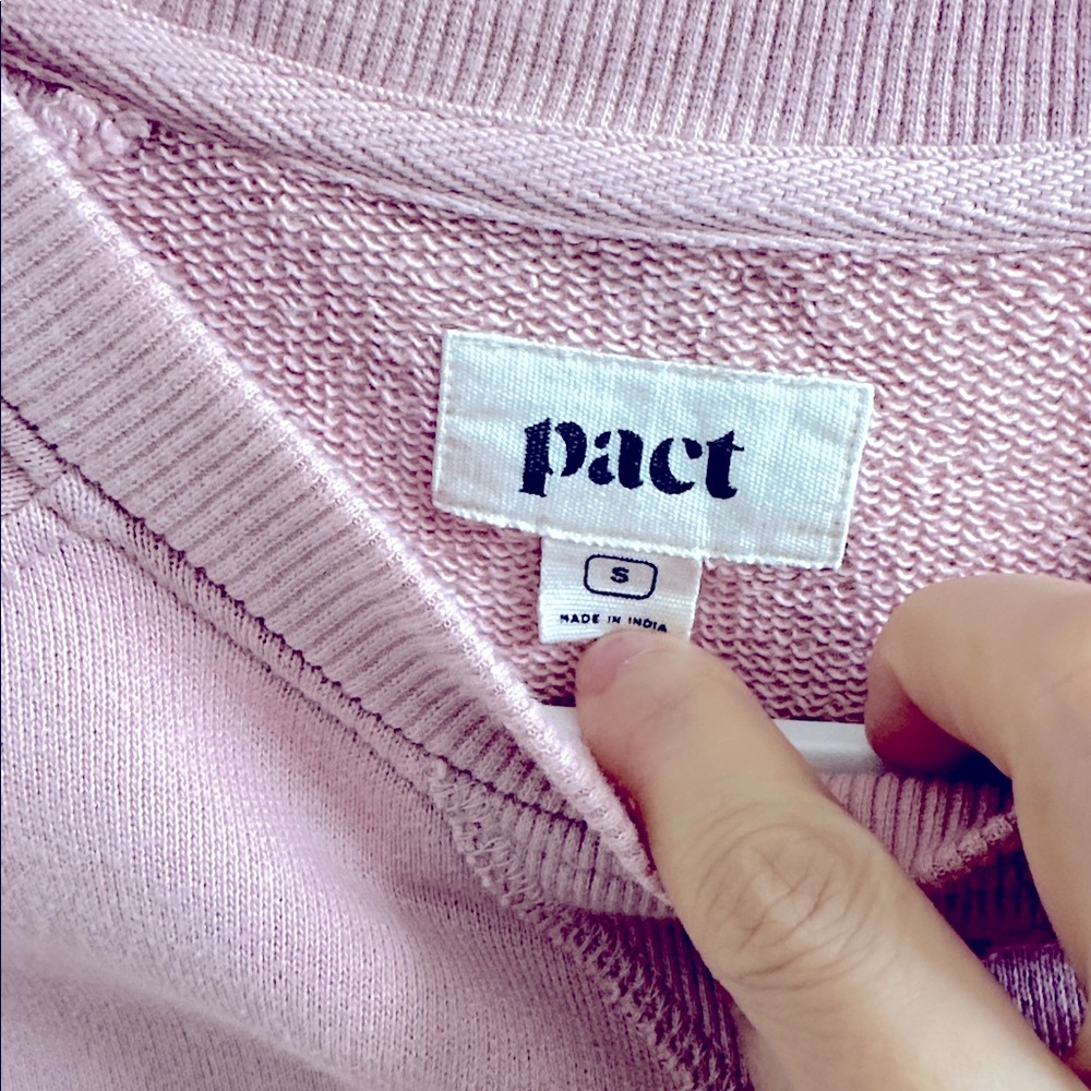 Pact 100% organic cotton women PINK Crewneck Terry Sweatshirt size S - Picture 4 of 9